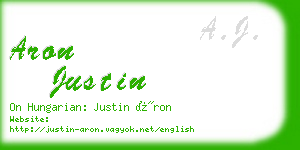 aron justin business card